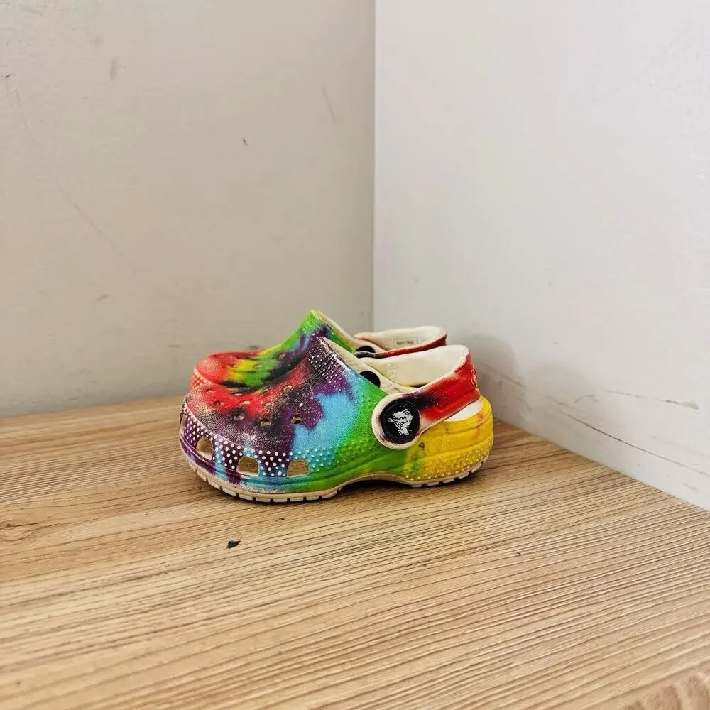 Crocs Rainbow Tie Dye Toddler Clogs Kids Size 5